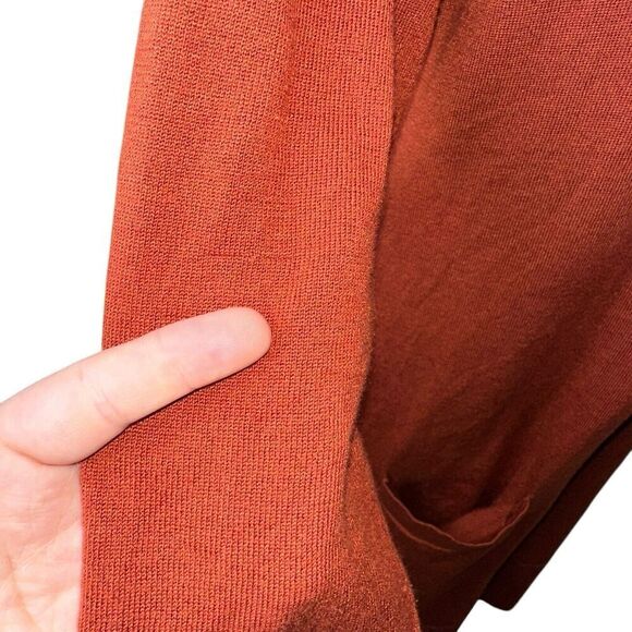 Alexandra + Oak Pumpkin Spice Orange Long Open Front Cardigan Pockets Sz Medium - Picture 5 of 7